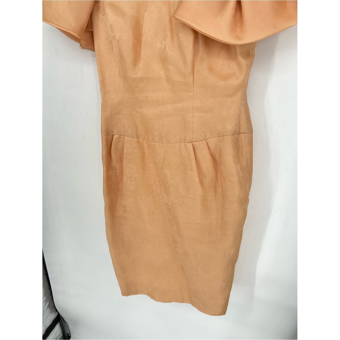 Vintage Morton Myles Silk Open back Peach Puff Sleeve Sheath Dress 10