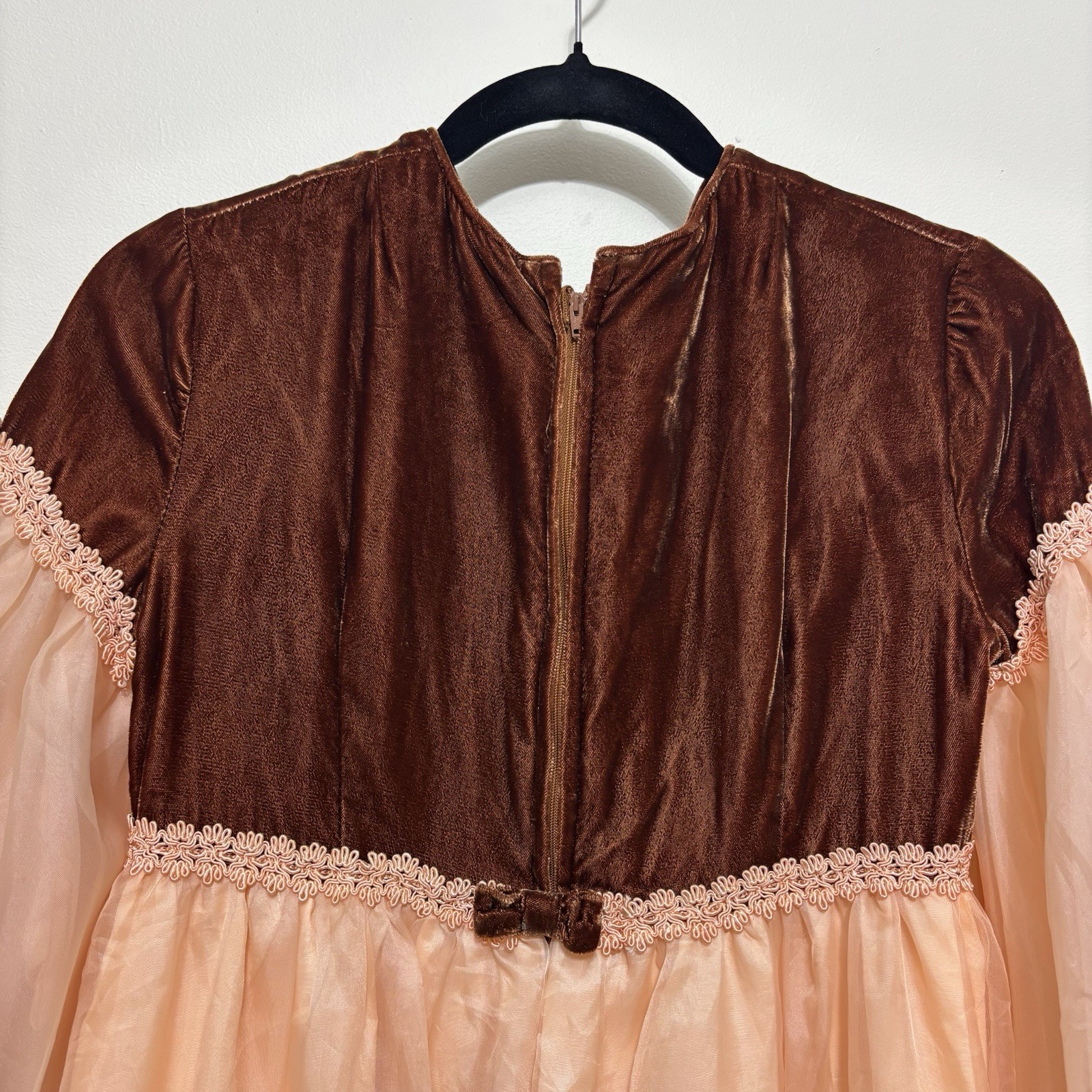 Vtg 60s Lorrie Deb Velvet Chiffon Bridgerton Renaissance Romantic Maxi Dress XS