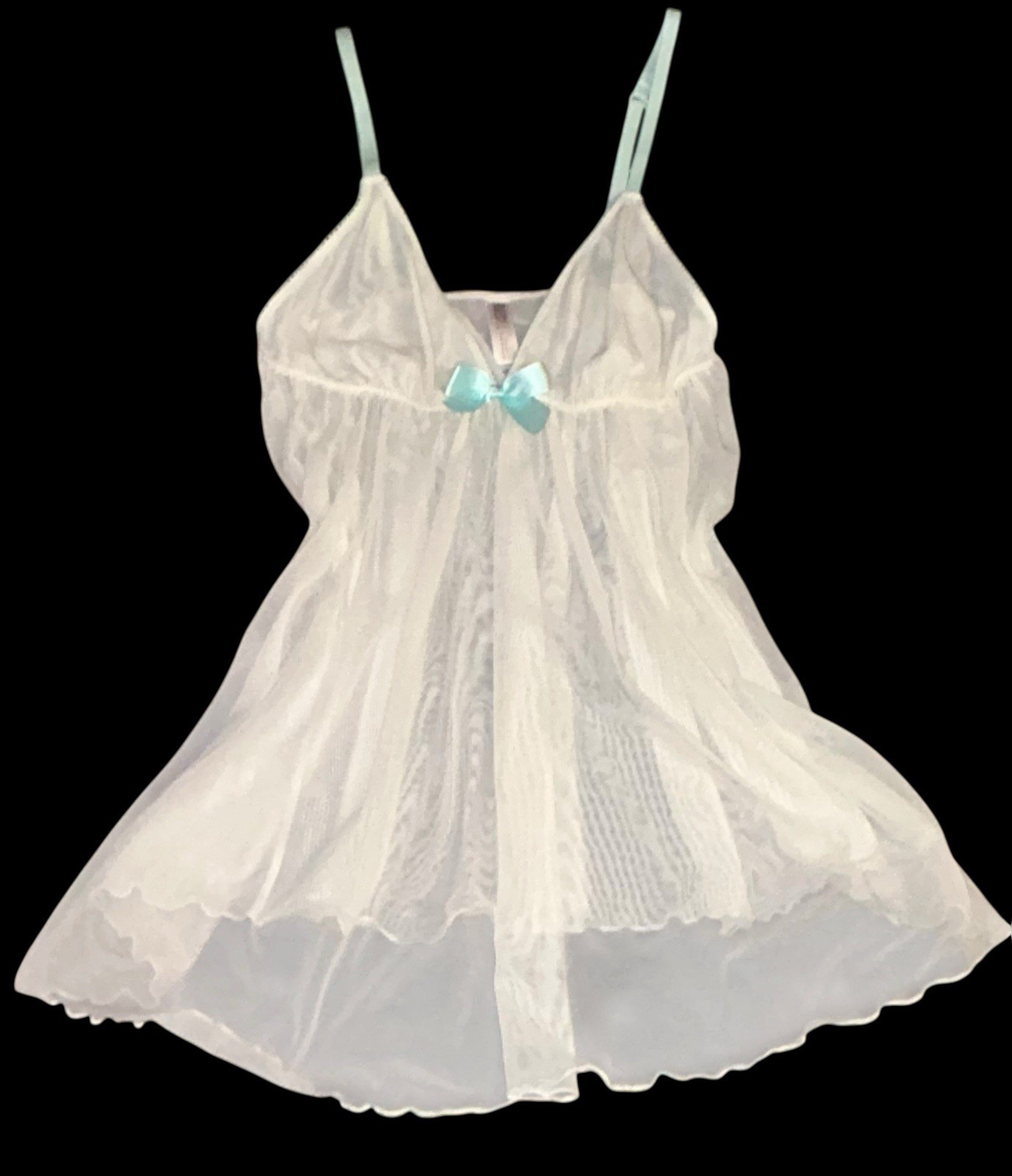 GILLIGAN & O’MALLEY White Silky Shiny Sheer Lace Nylon Nightie Nightgown M NWOT