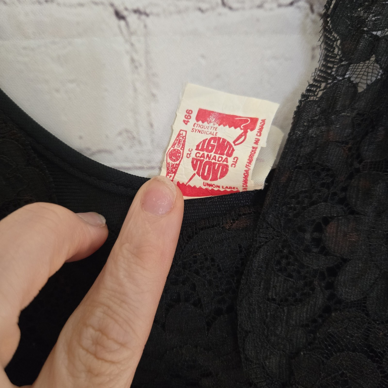 Vintage Made In Canada LovLee Full Sweep Black Lace Bodice Maxi Nightgown Medium