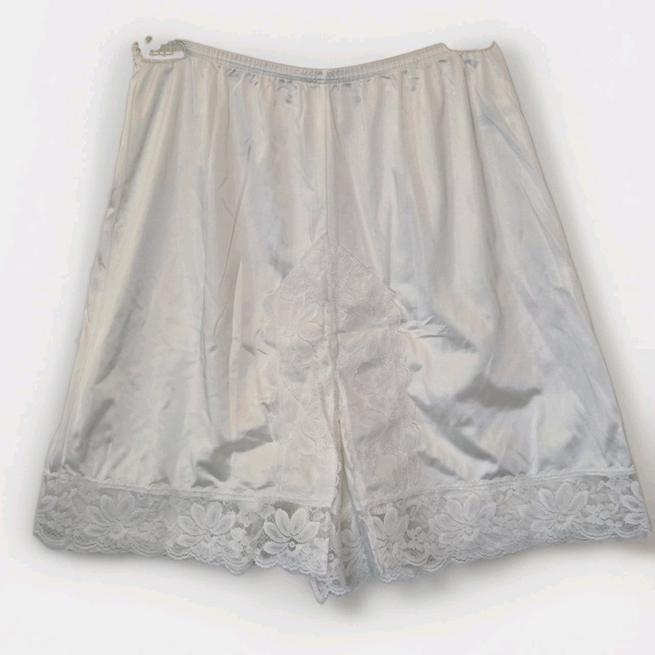 Vintage Lorraine White Lace Sheer Silky Nylon Short Sissy Bloomers Half Slip S