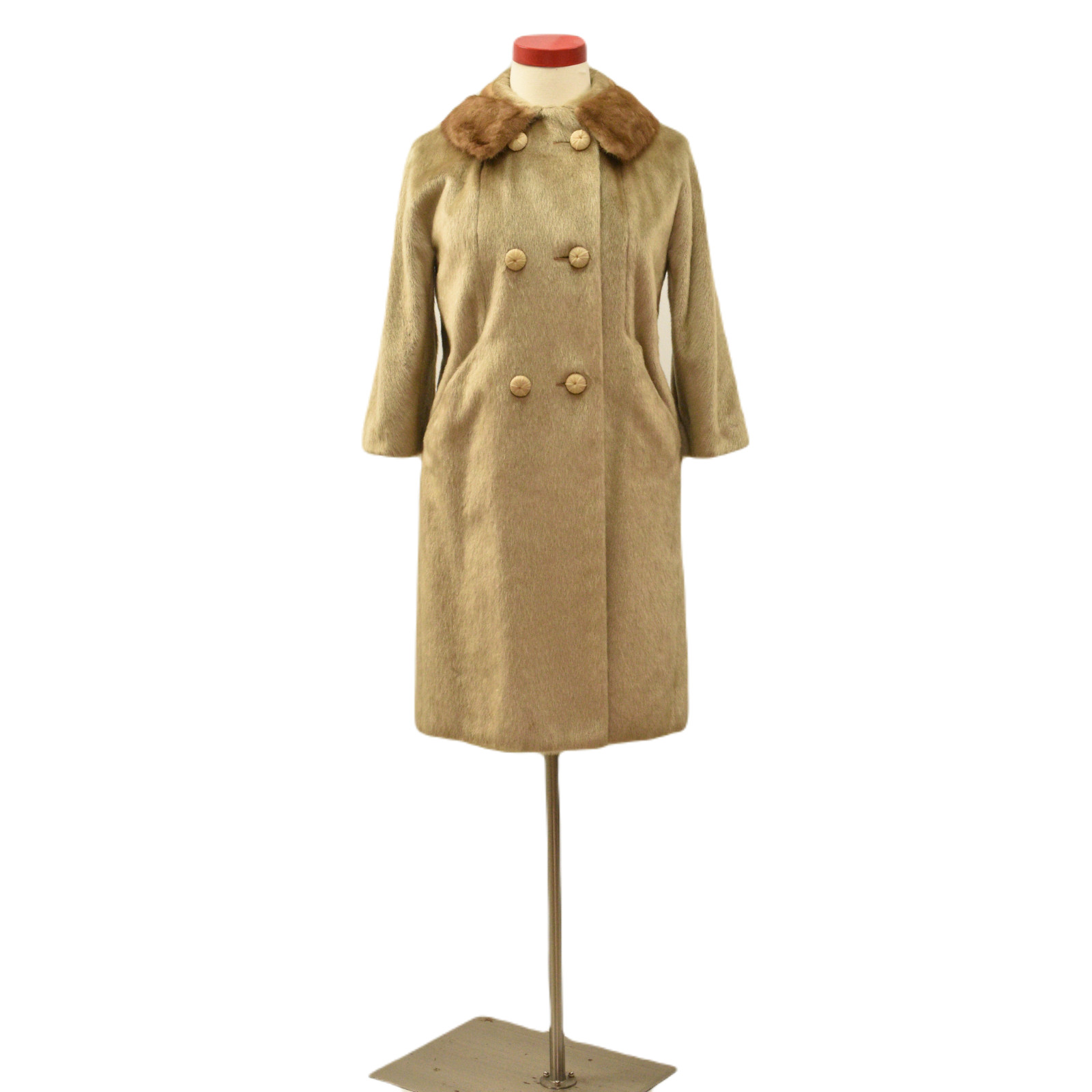 50S Boxy Coat Brozatta Fur Double Breasted Women’s Size L Bracelet Sleeve Coats