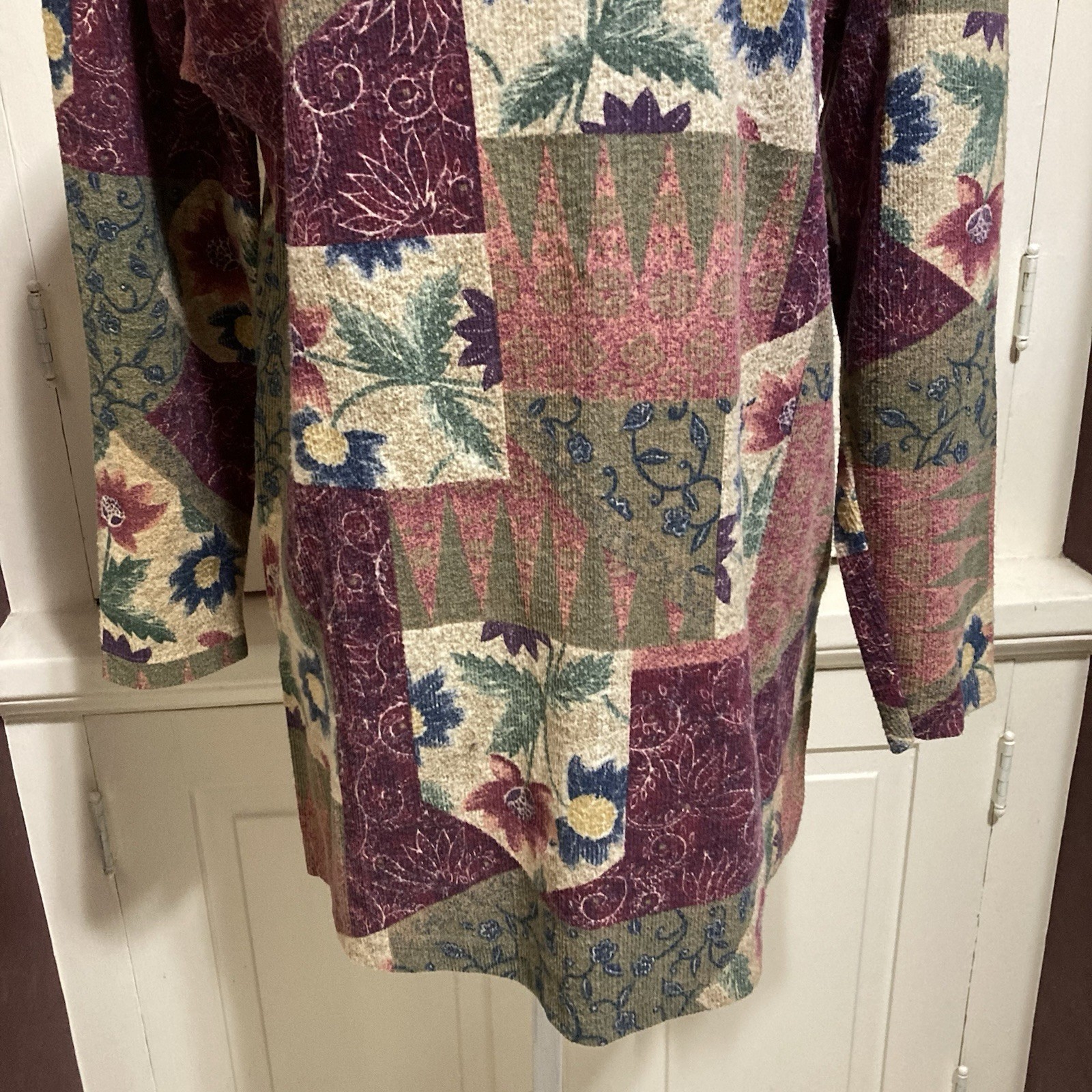 Vintage Basic Editions BE Size M Flower Floral Patchwork Style Blouse Shirt Top