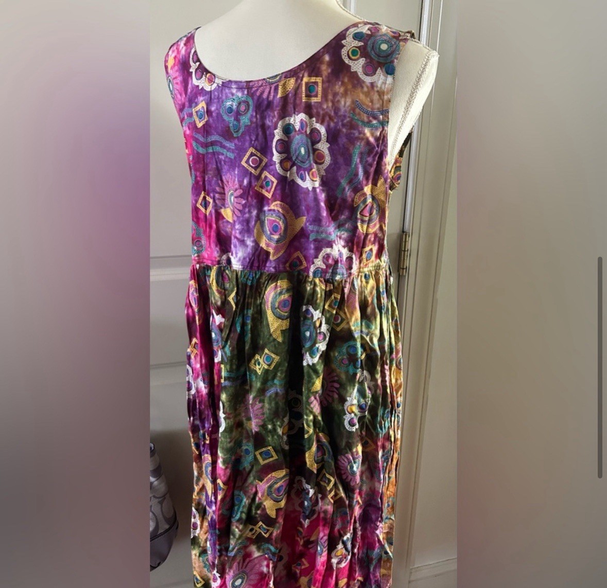 NWT SITA Vintage Tie Dye Sleeveless Dress Medium Oversized Button Front