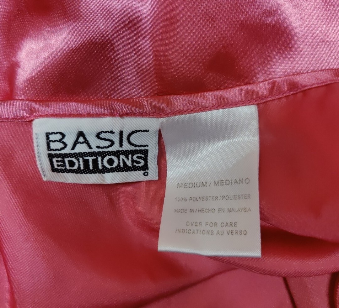 • Vintage Basic Editions Women’s Sexy Satin Chemise Nightie Slip Sz Medium Coral
