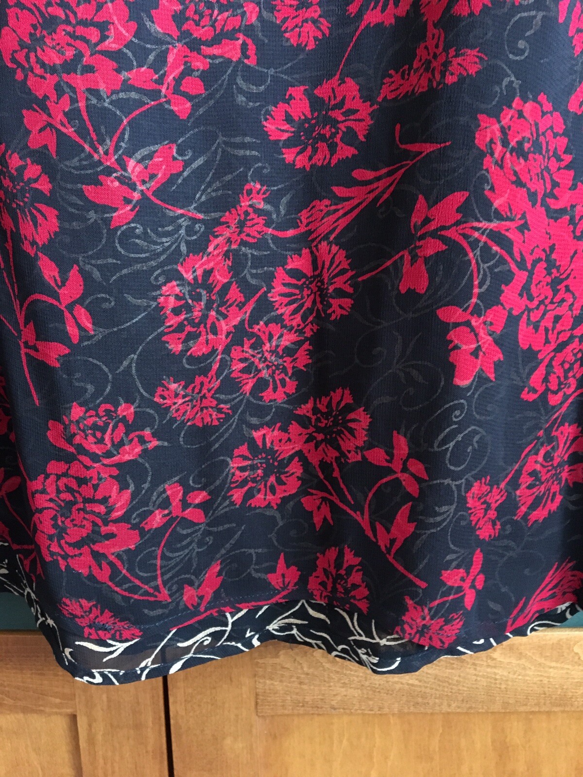 Carol Anderson Collection REVERSIBLE RAYON SKIRT BLACK RED PRINTS Elastic BACK