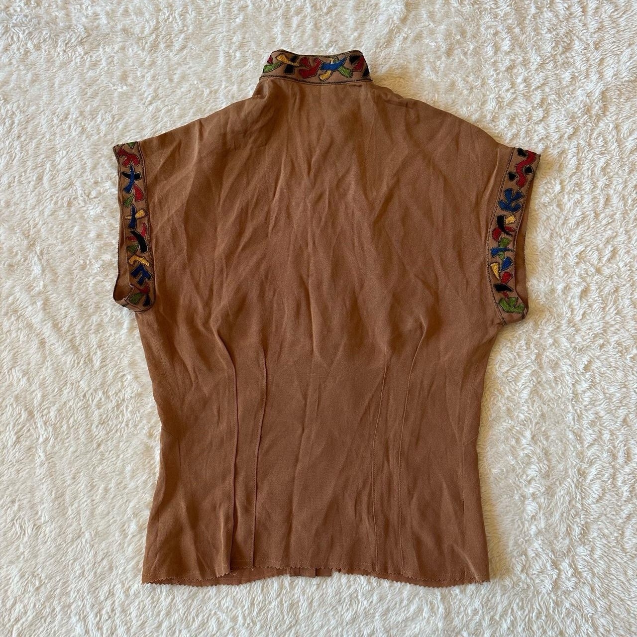 True Vintage 40s/50s Brown Button Top Single Stitch Handmade Prairie Colorful
