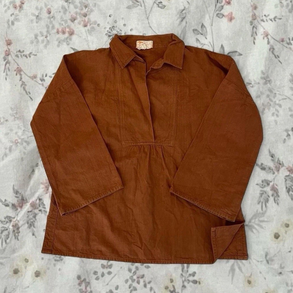 Vintage 70s The Phoenix Blouse Shirt Mexican Peasant Renaissance Cotton Twill