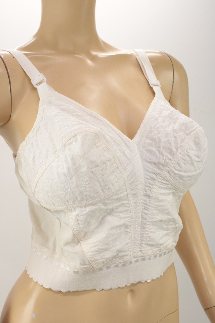 Adonna Mid Line Bra 38B Lace Soft Cups Wire Free Off White Vintage USA
