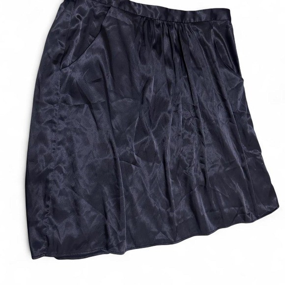 Simply Vera Vera Wang Blue Satin Mini Skirt Elastic Waist Pockets Womens Medium