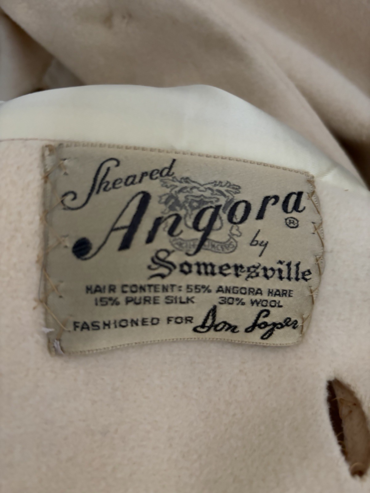 VTG 50s 60s Don Loper Coat Cream Bow Collar and Pockets Size M