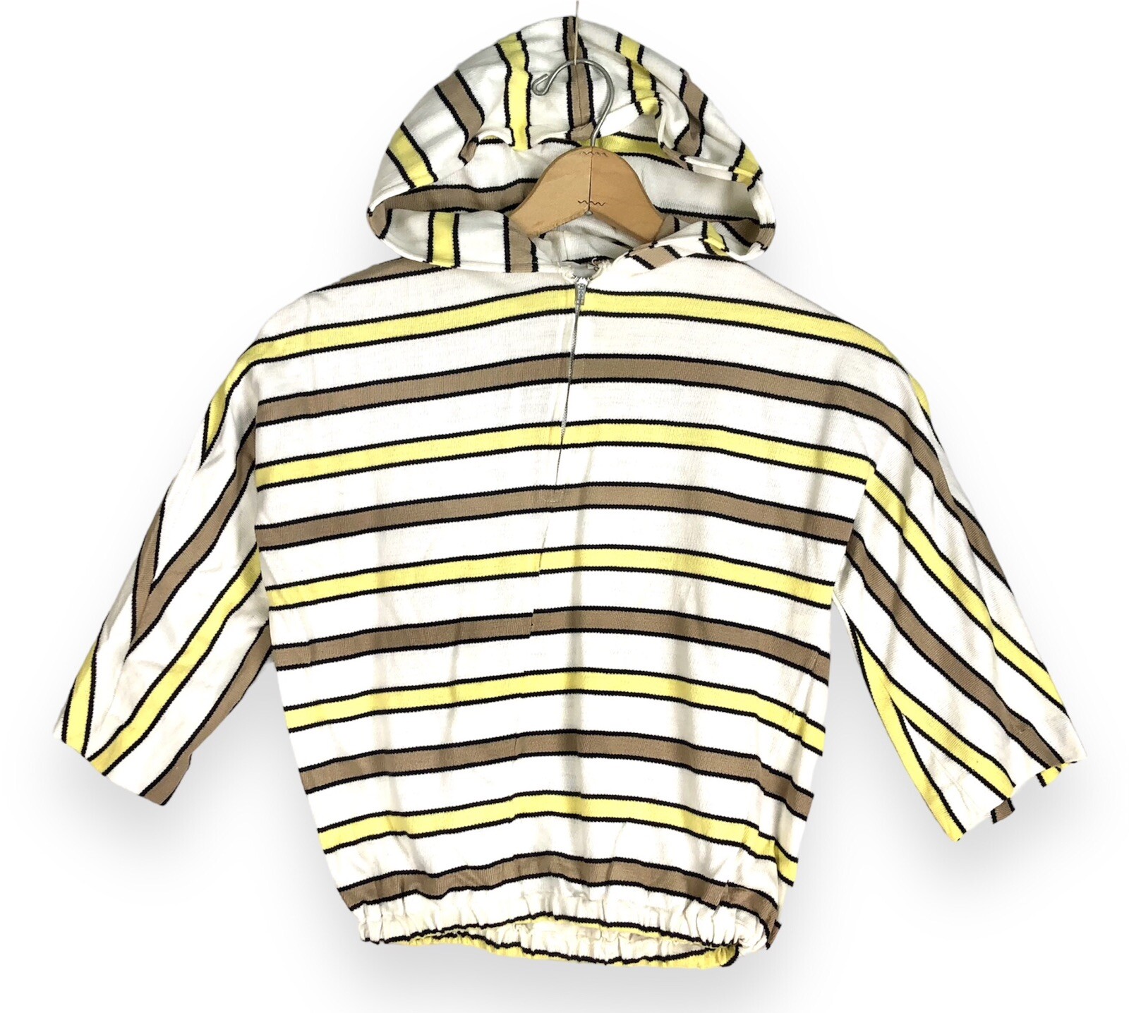 VINTAGE Hoodie Beach Cover Up KNITMASTER 60s Womens Small Terry Cloth Stripe J23