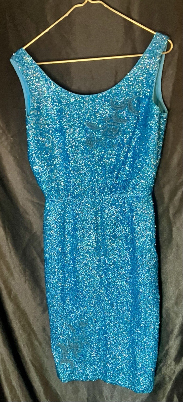 Bruce Arnold Beaded Sequined Silk Flapper Dress Size 12 Hong Kong 1950’s Vintage