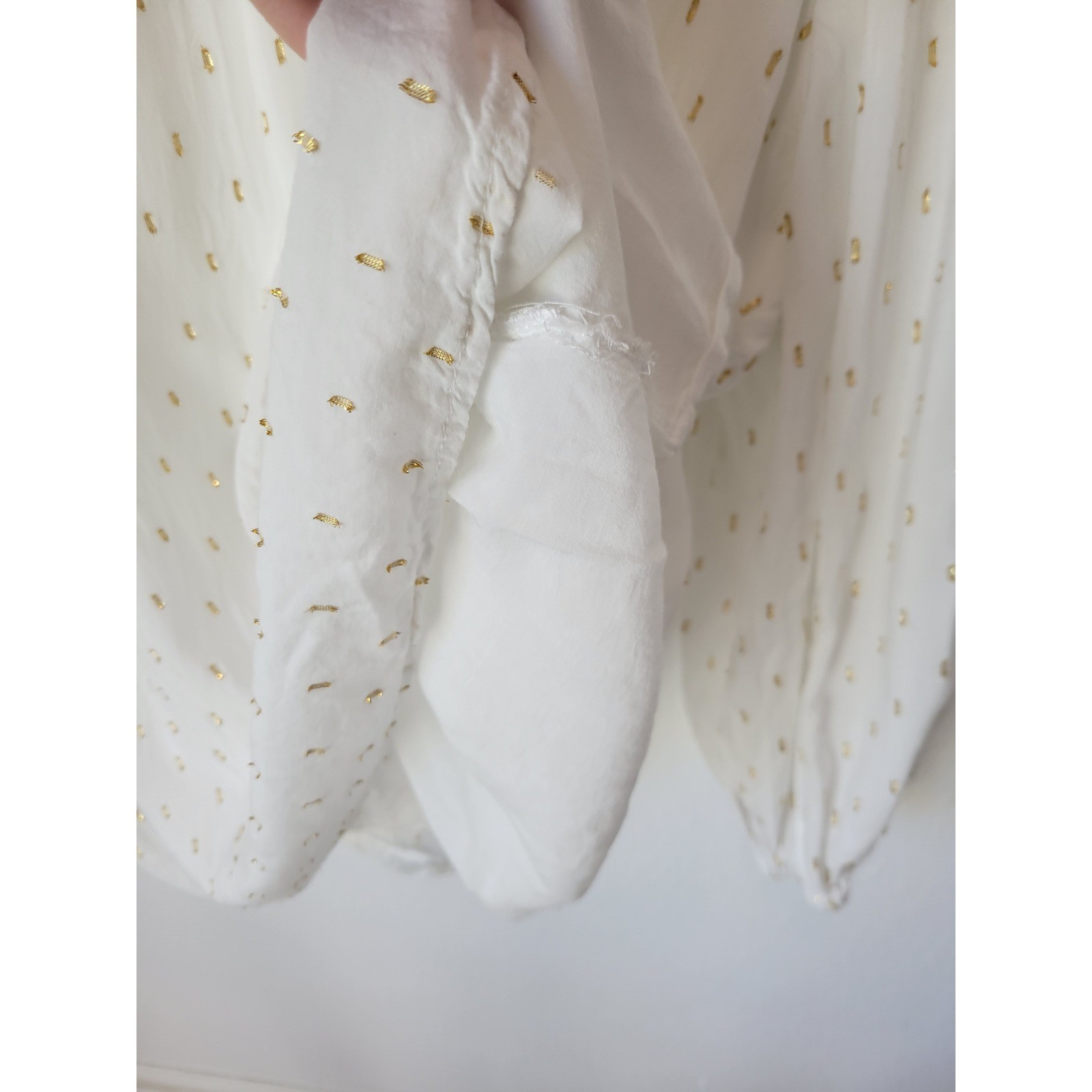 Draper James RSVP Metallic Clip Dot Ruffle Blouse – Women’s XL – Cottagecore