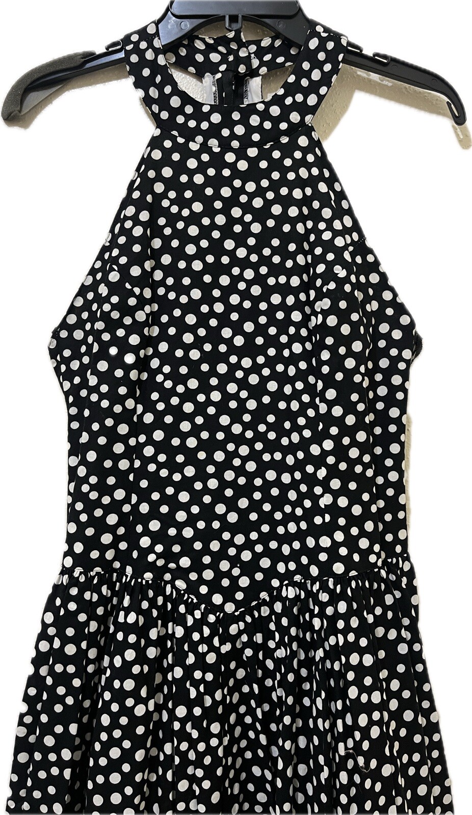 Vtg 80s Geary Roark Kamisato Dress Women 4 Black Polka Dot Pinup Rockabilly Maxi