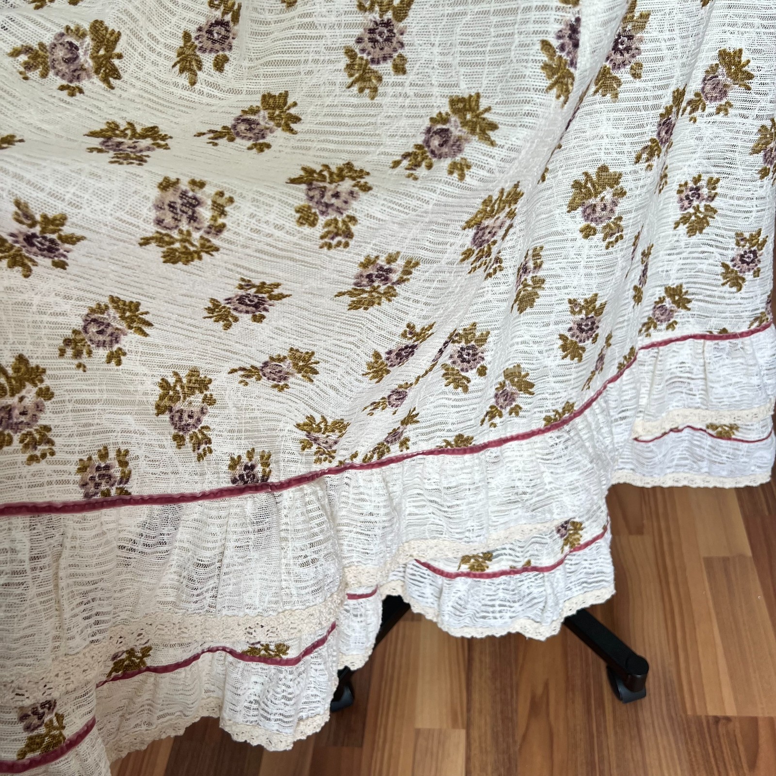 1970s Floral Cotton Cottagecore Maxi Dress Floor Length Aline Prairie Boho EU 38