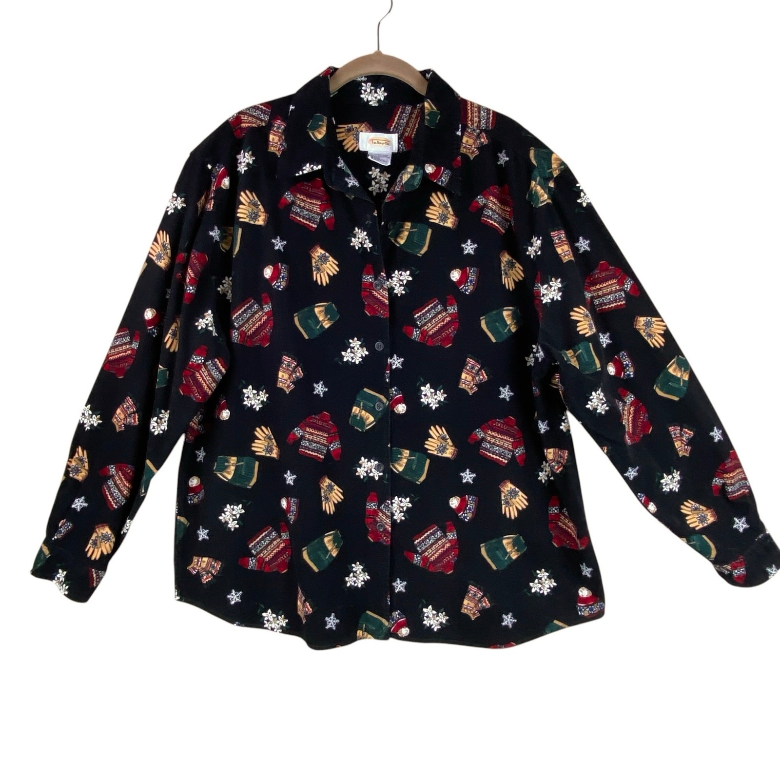 Vintage Talbots Corduroy Winter Button Up Shirt 100% Cotton Size XL28.5″ length