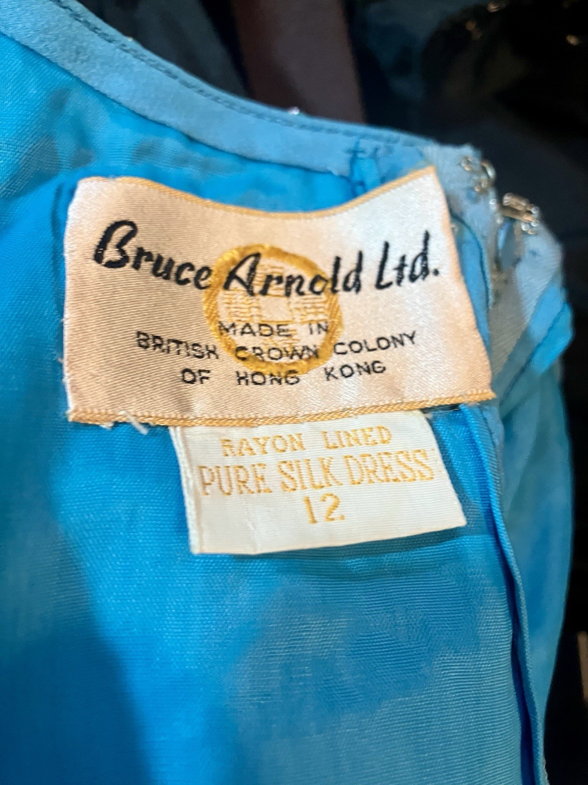 Bruce Arnold Beaded Sequined Silk Flapper Dress Size 12 Hong Kong 1950’s Vintage