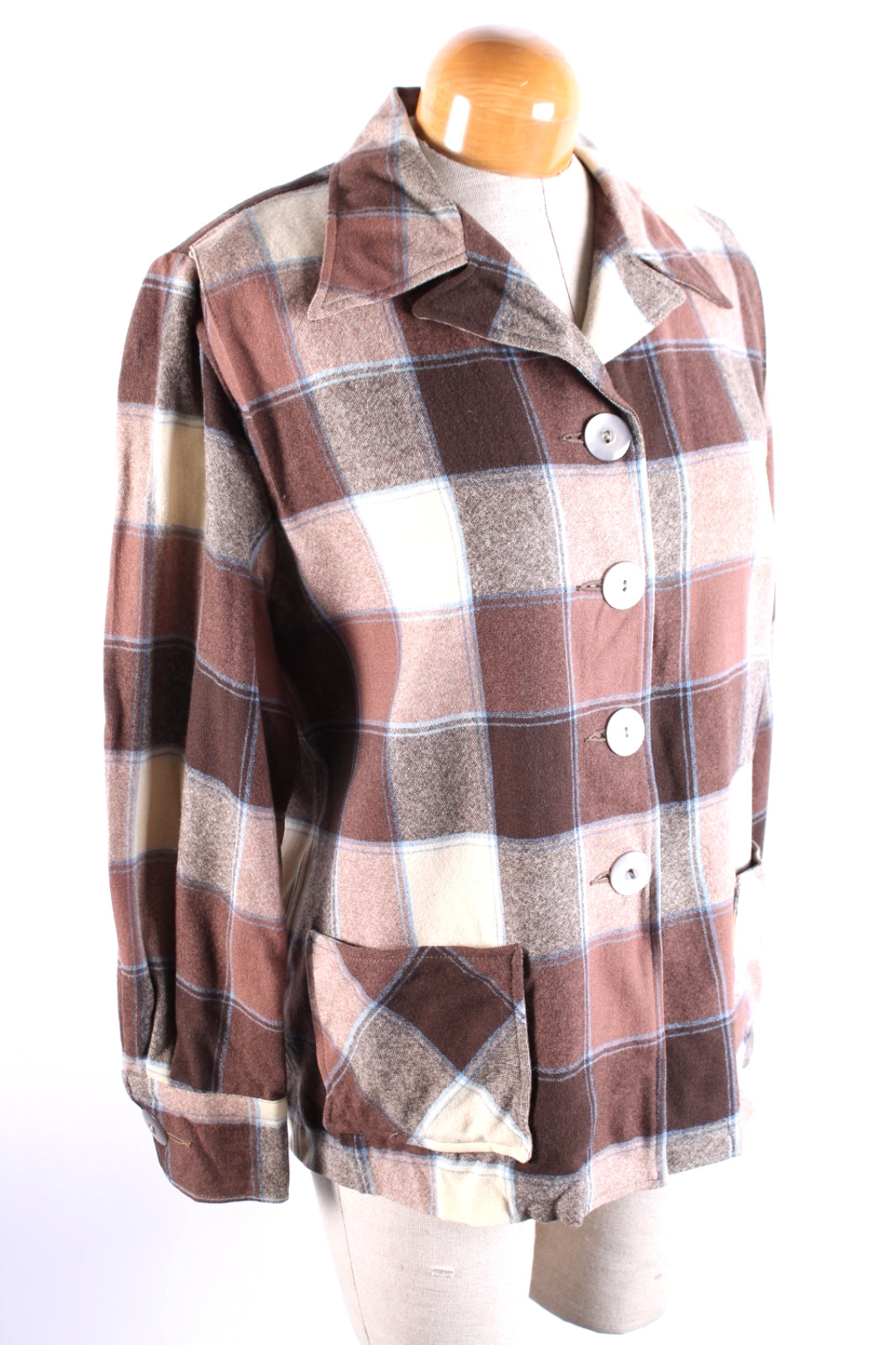 Vintage 1950s Kasual Wool Plaid 49er Blazer Coat Jacket Women’s Size Medium