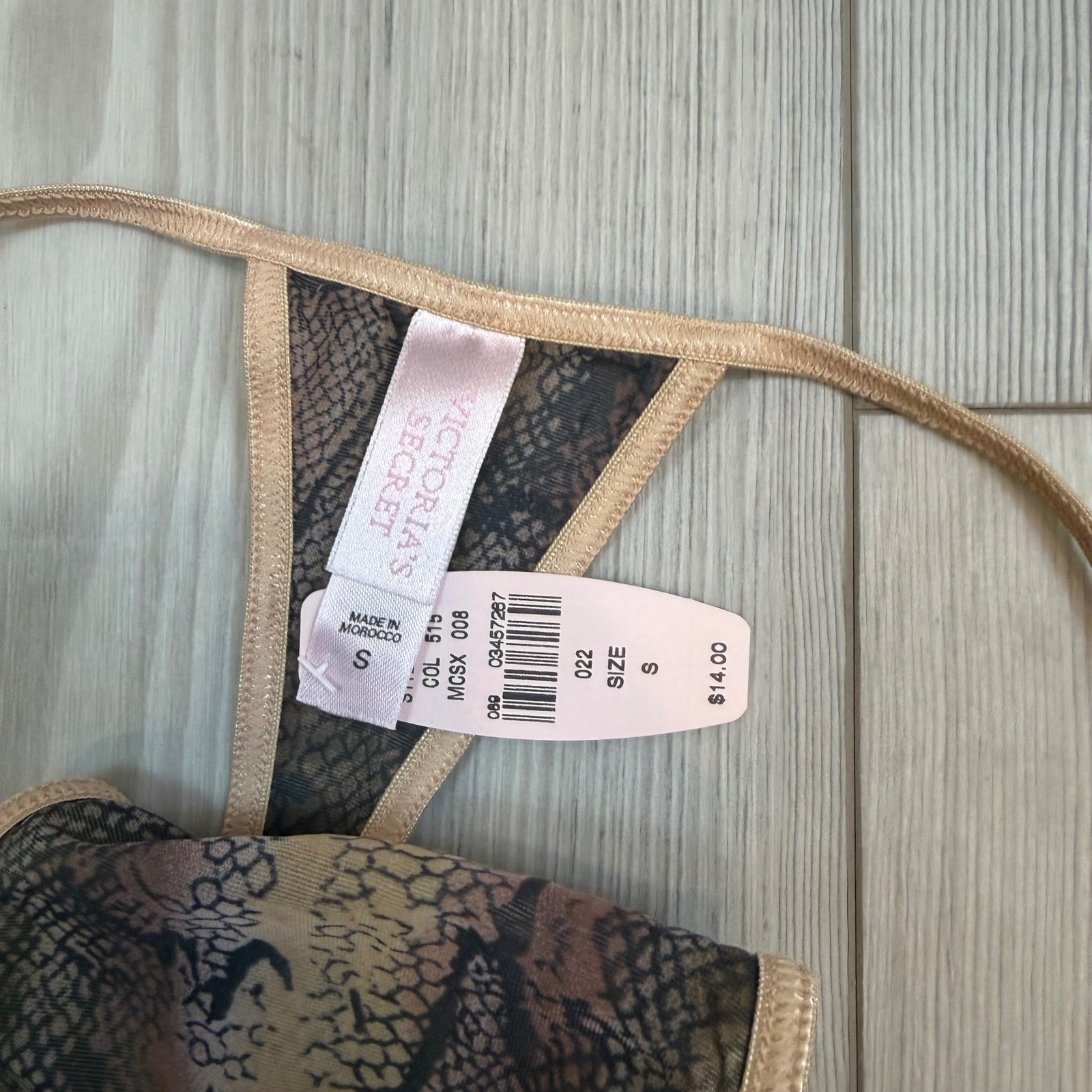 Vintage Victoria’s Secret V-String Thong Small Snakeskin Animal Print Y2K NWT