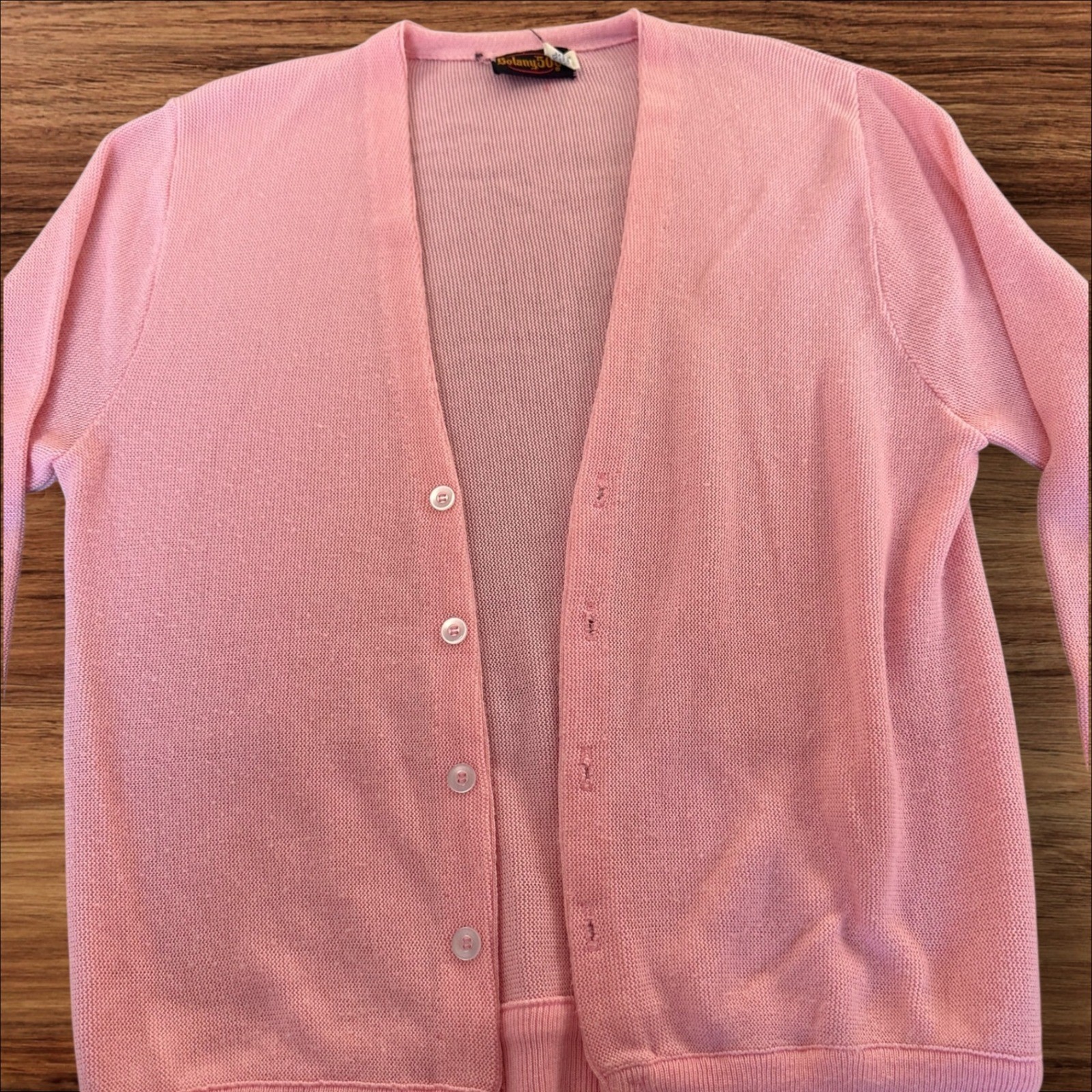 Vintage Botany 500 Pink Cardigan Sweater XL Long Sleeve Knit Made in USA