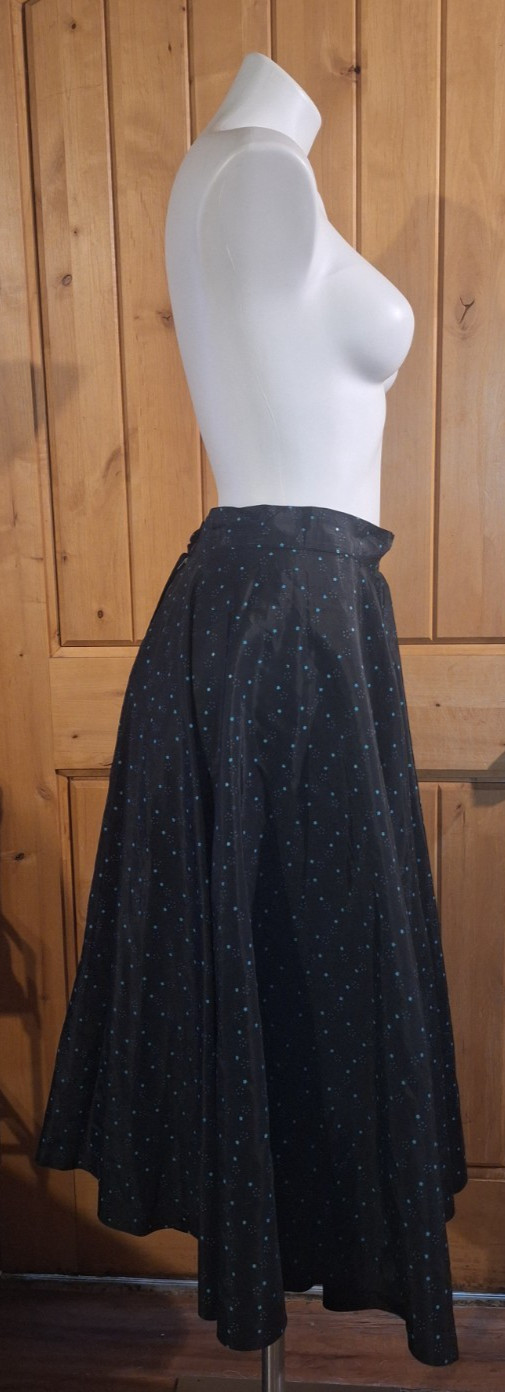 1950s Black and Blue Star Print Circle Skirt Pin Up Rockabilly