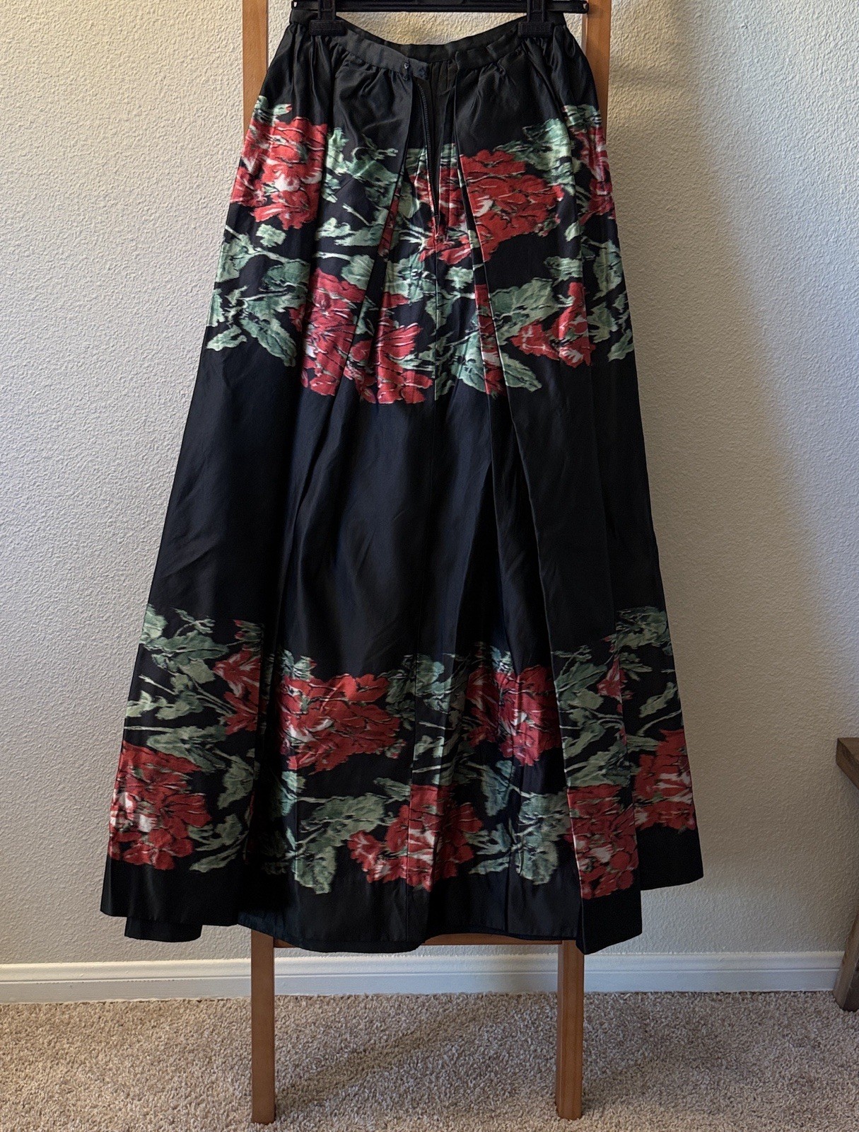 Vintage Adolfo black red and green full Maxi ball skirt