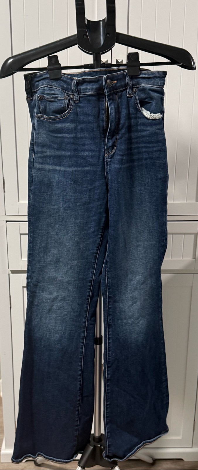 AE Stretch Kick Boot Jeans 8 Long Blue