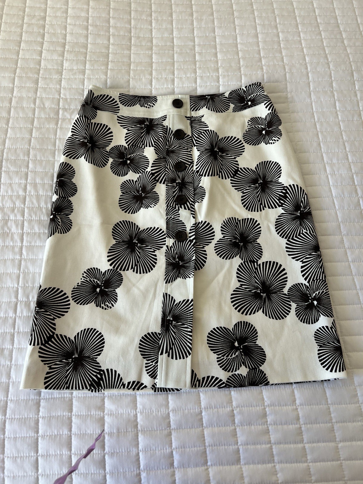Vintage Louben 6 A-line midi skirt Off White Chocolate Brown Zipper Made Canada