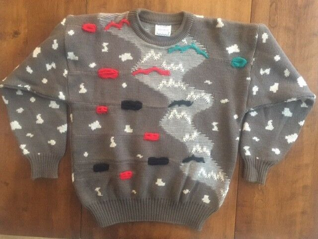 Vintage Womens KALAROO AUSTRALIA WOOL SWEATER Embellished Multicolor SMALL