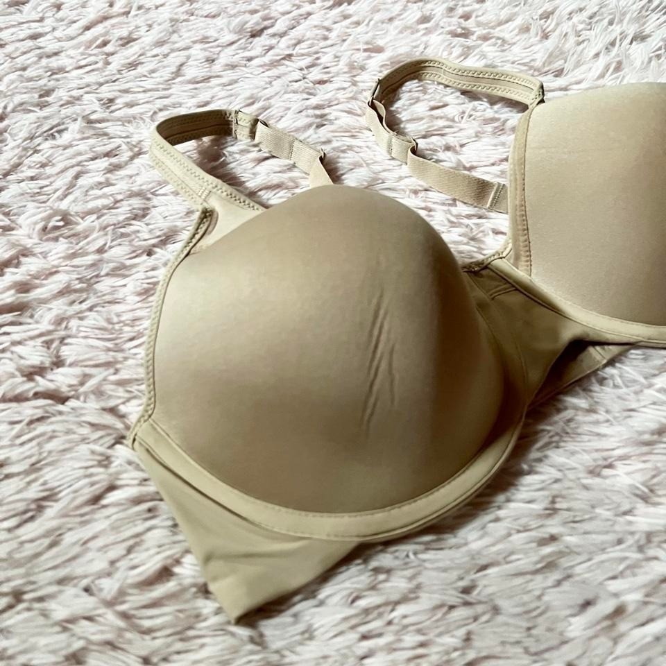 Nude Cream Classic Sheer Panel Padded Bra Bali 42B Feminine Delicate Tshirt