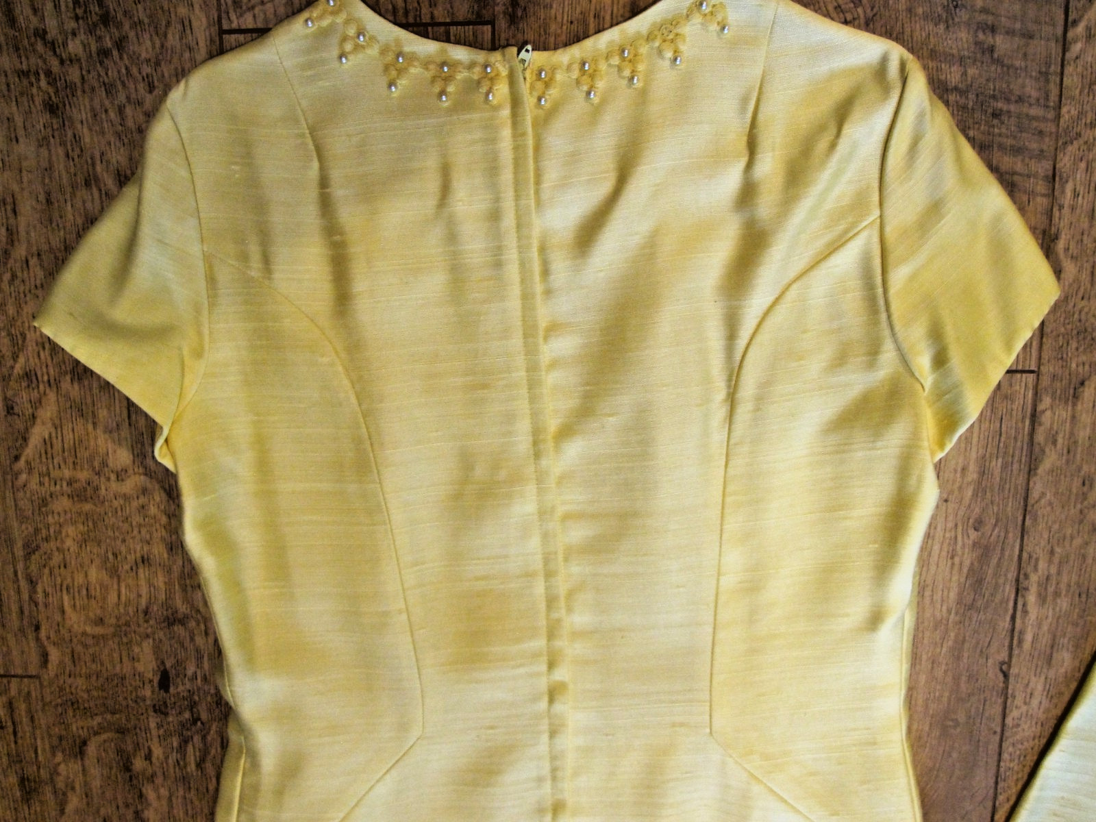 Vtg 1960s 2 Piece COAT DRESS SET pearl & lace embellishments sz.12 Alfred Werber