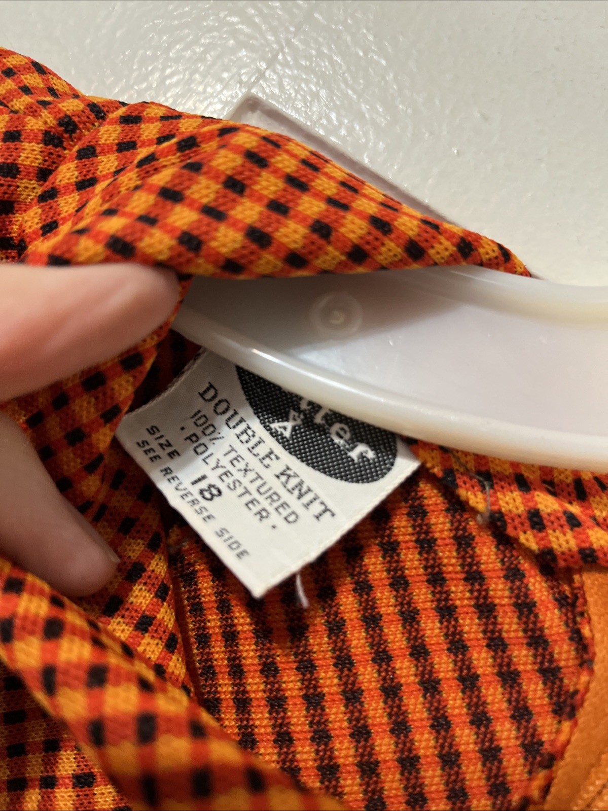 Vintage 1970’S Orange Mod Dress Double Knit “IT’S BETTER” size 18 long sleeves