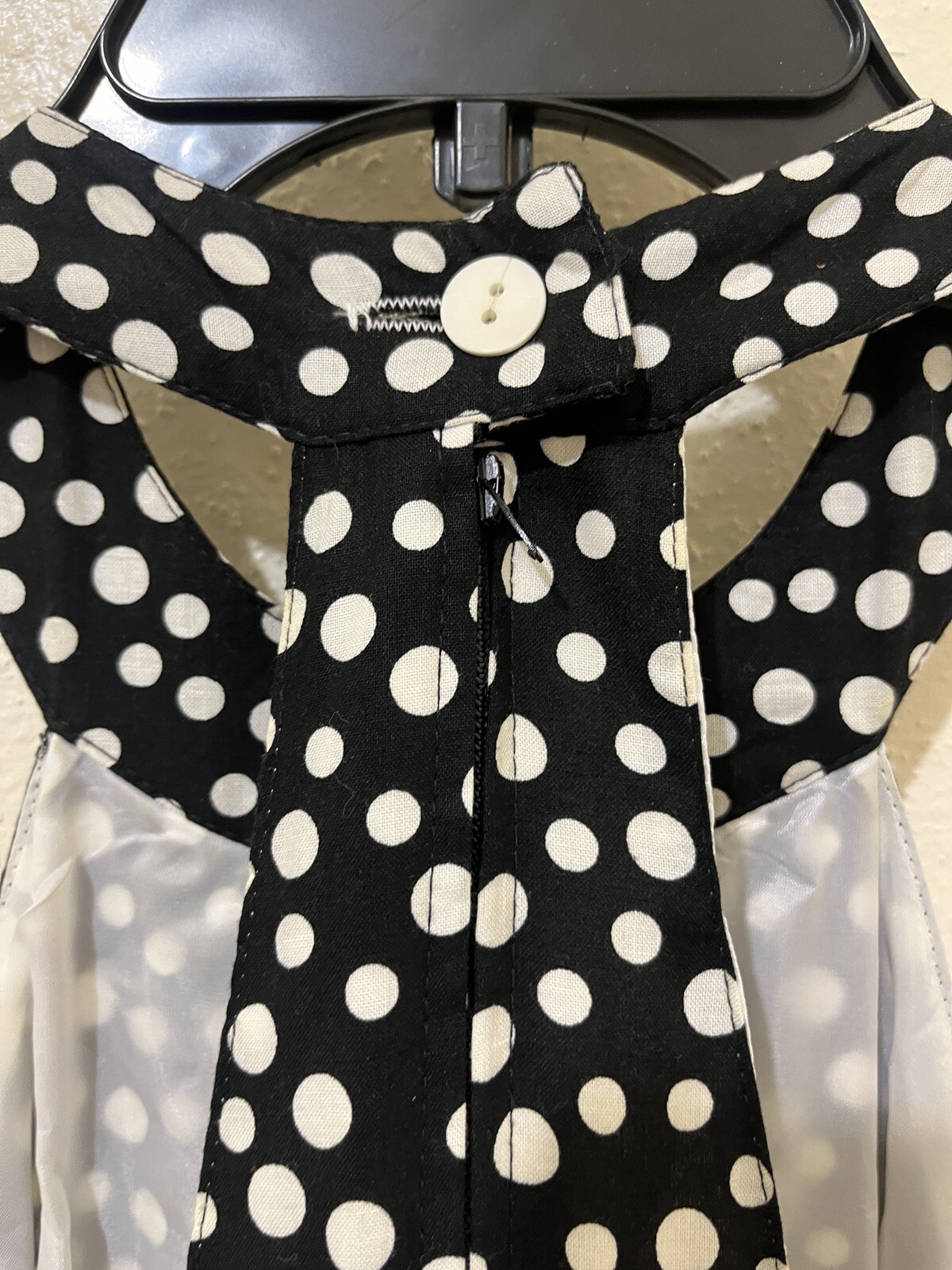 Vtg 80s Geary Roark Kamisato Dress Women 4 Black Polka Dot Pinup Rockabilly Maxi