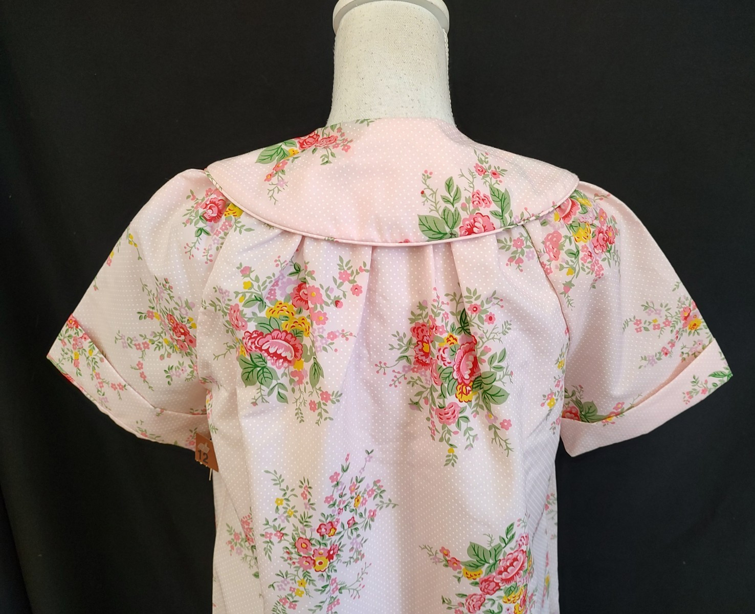 NOS 80’s Vintage House Coat Dress JC Penney Robe Pink Floral Snap Front Sz 12