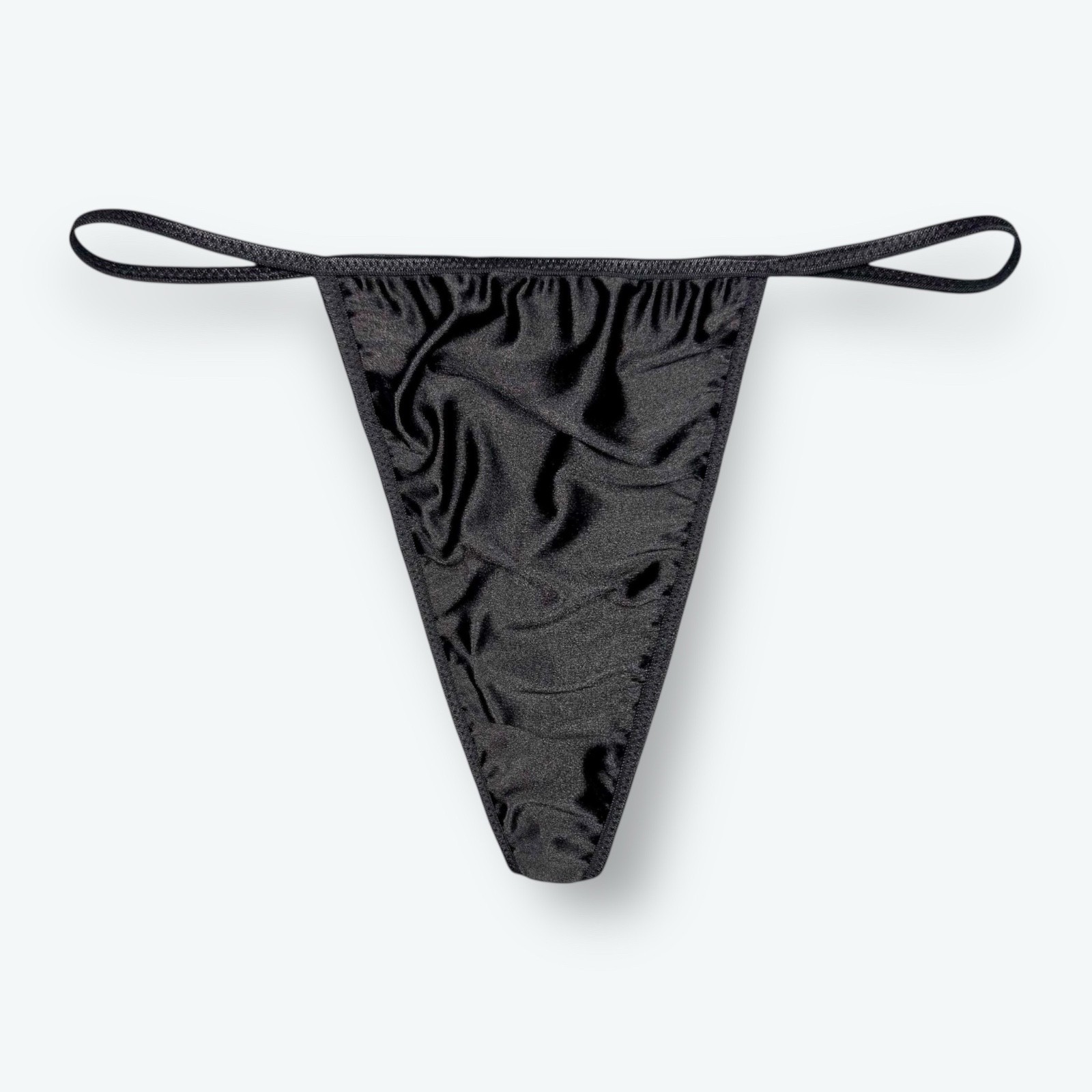 Satin V-String Hi-Cut Thong Black S
