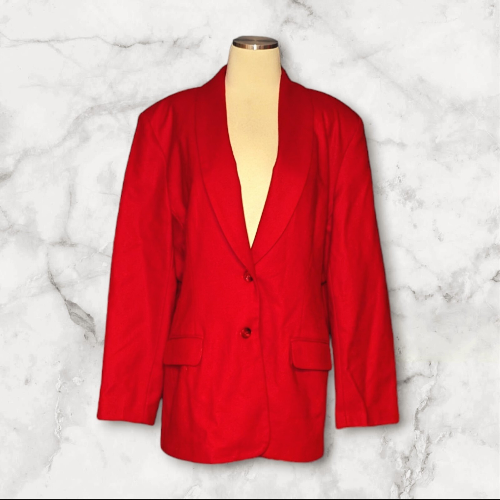 New MODIANO 1980s Solid Red Blazer Jacket 100% WOOL Business Size 14 Women’s
