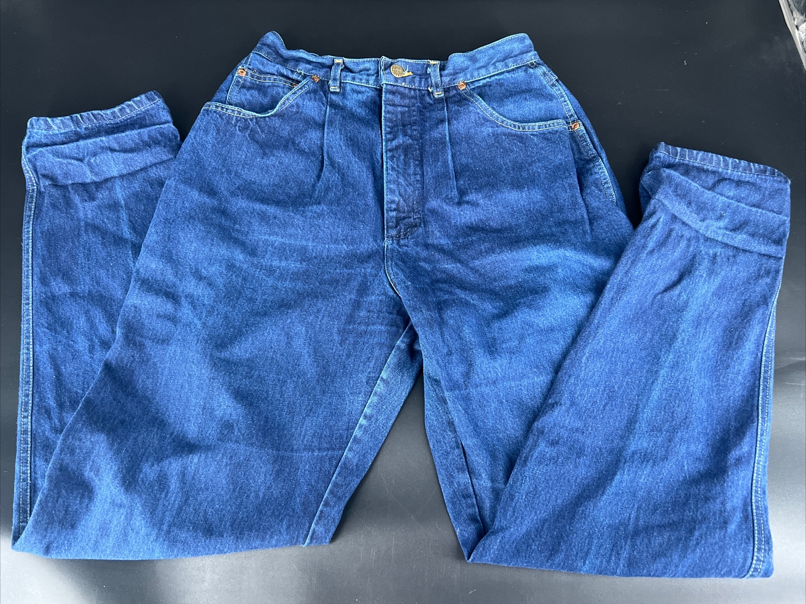 Vintage 80’s High Waist Lee Mom Jeans Size 13 (33”x29”) Pleated Tapered Leg 13”