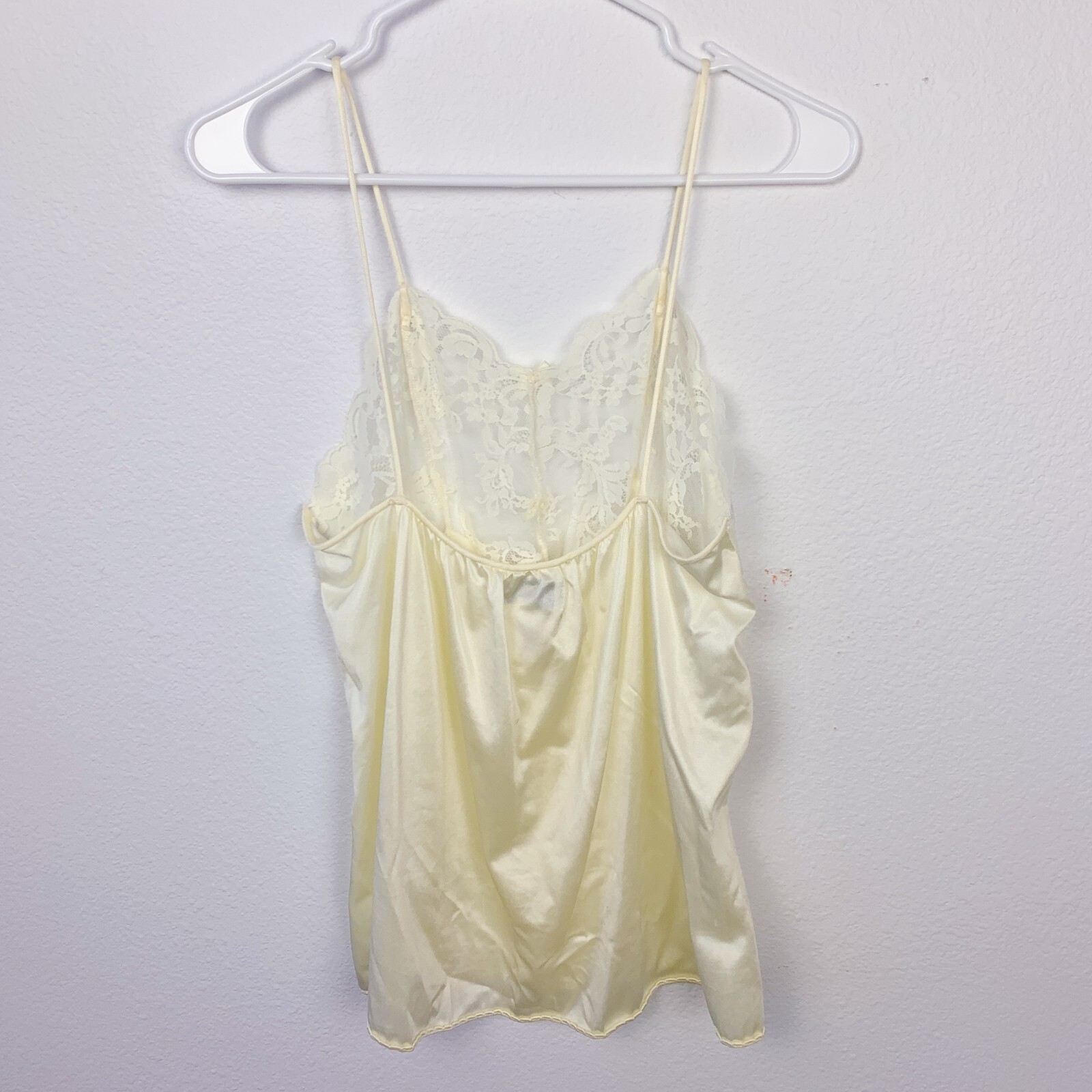Vintage Bestform Lingerie One Piece Lace Yellow Nightie Shirt Tank Top Small