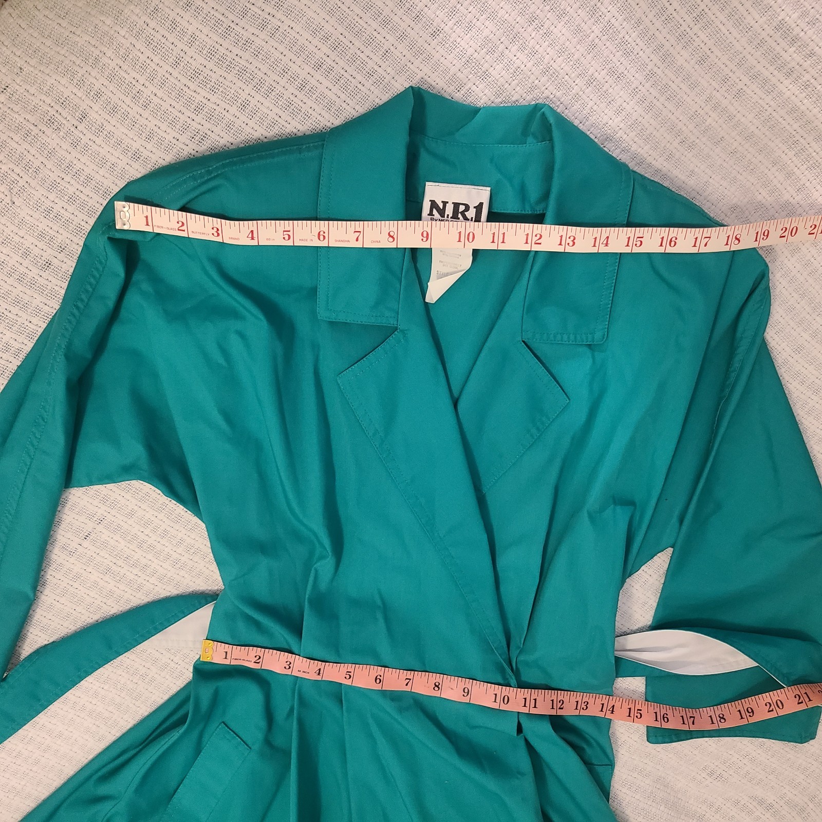 Vtg N.R.1 80s Long Sleeve Shirt Dress Retro 50s (10) Teal White Rockabilly Swing