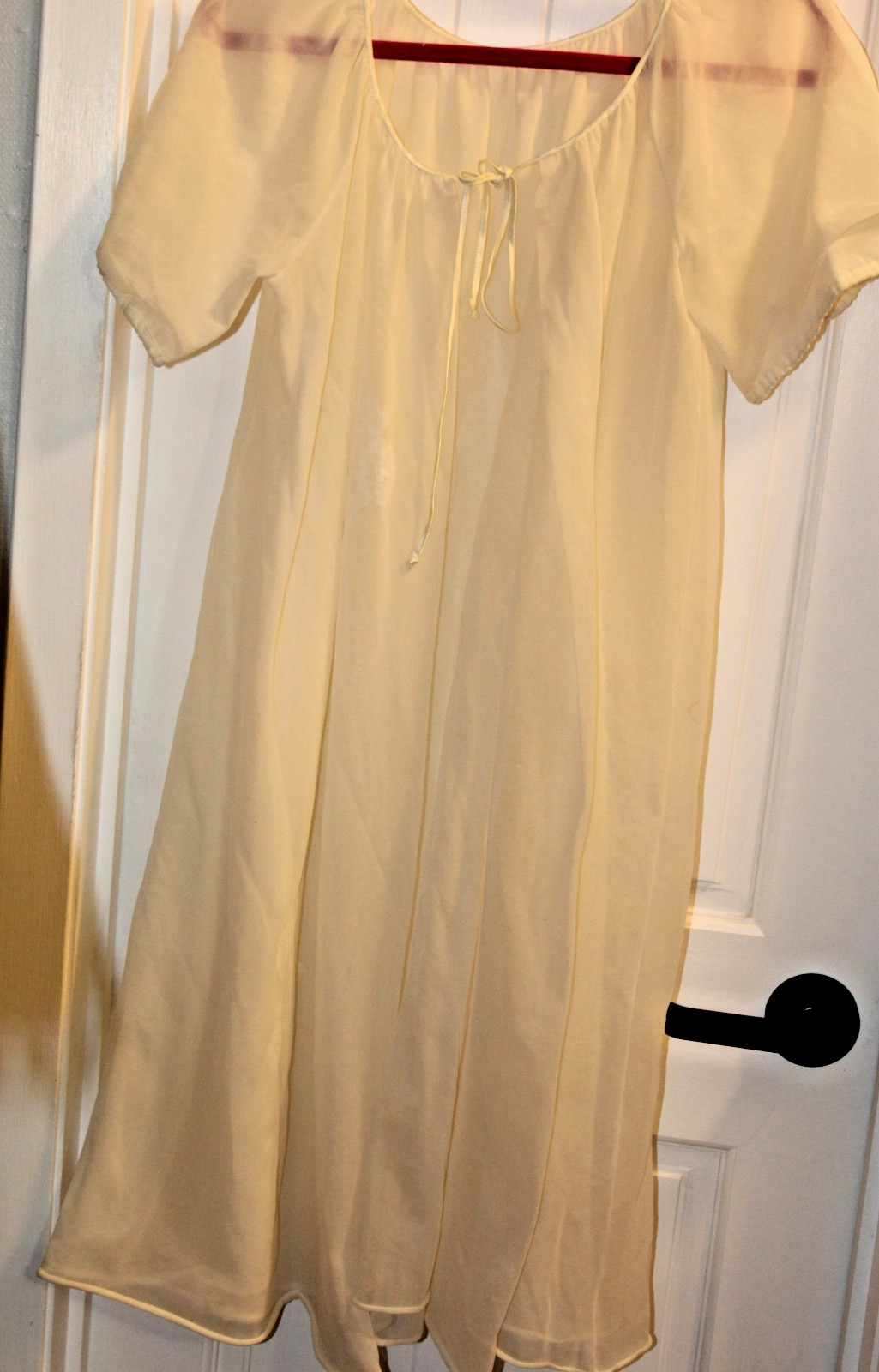 Vintage Peignoir Miss Elaine Babydoll Double Sheer Chiffon Robe Cream Bridal S