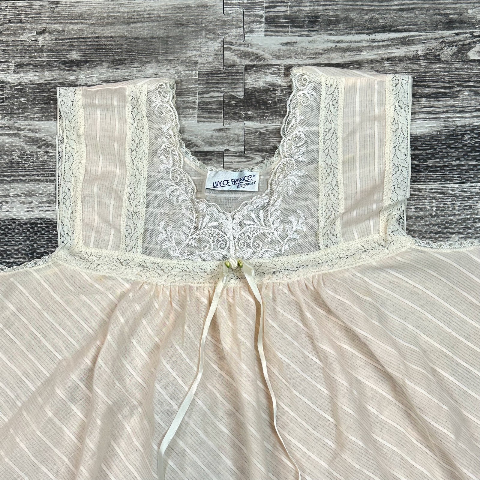Vintage Lily of France Sleepwear Babydoll Dress Womens M Pink Coquette Lingerie