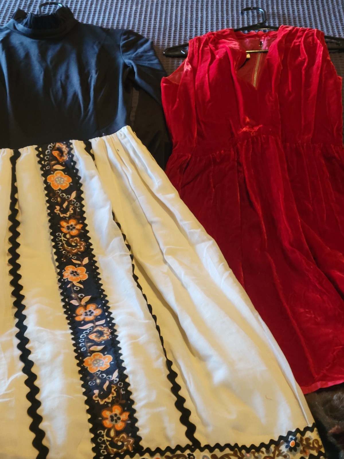 LOT OF 2 VINTAGE 1970’S VICTOR COSTA ROMANTICA DRESSES XS BOHO GLAM ROCK RETRO