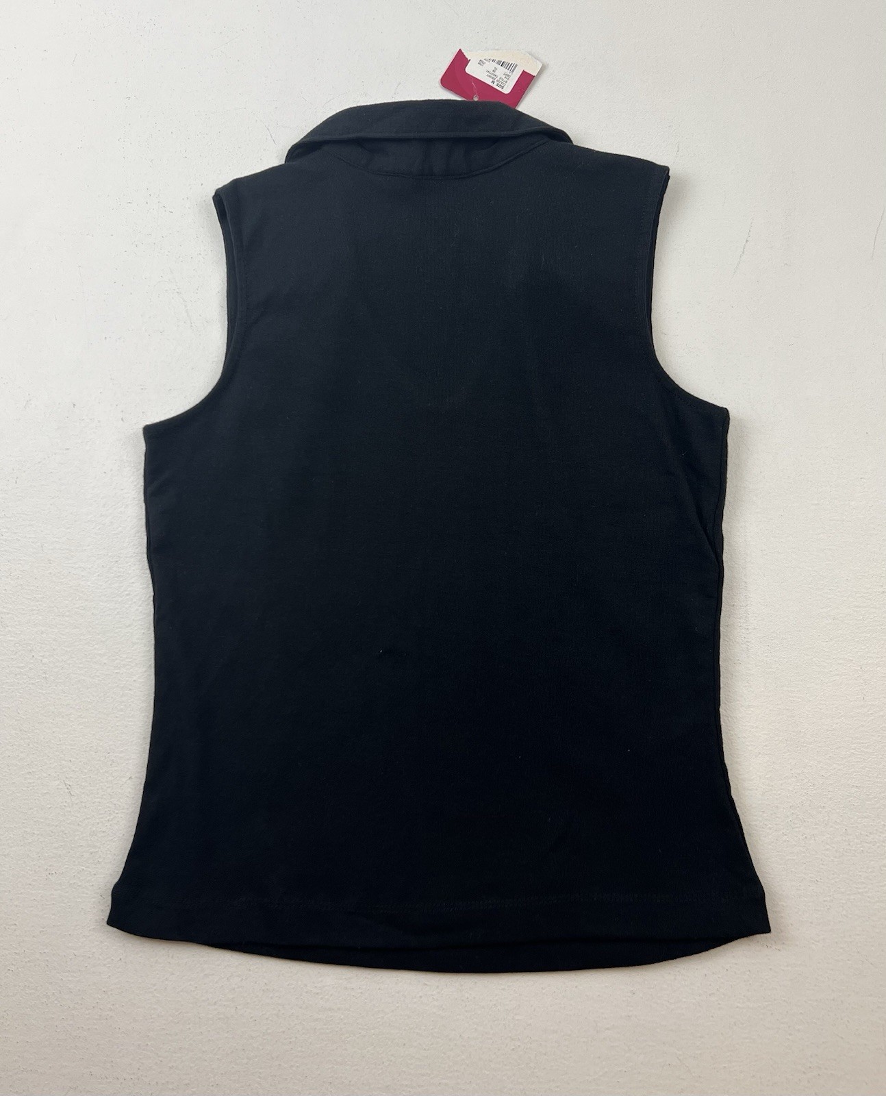 Vtg Xhileration Y2K Black Womens Slvless Knit Top S/M V-neck Collar Grunge NOS