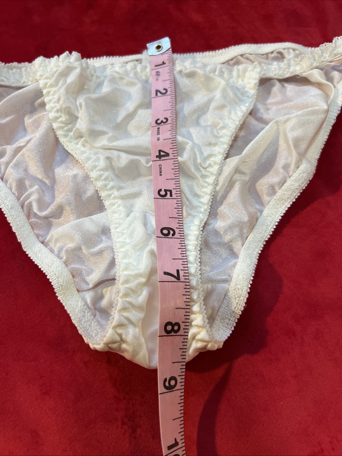 Vtg Escante String Bikini Panties Medium Nylon Sissy White Mexico 1990’s Large
