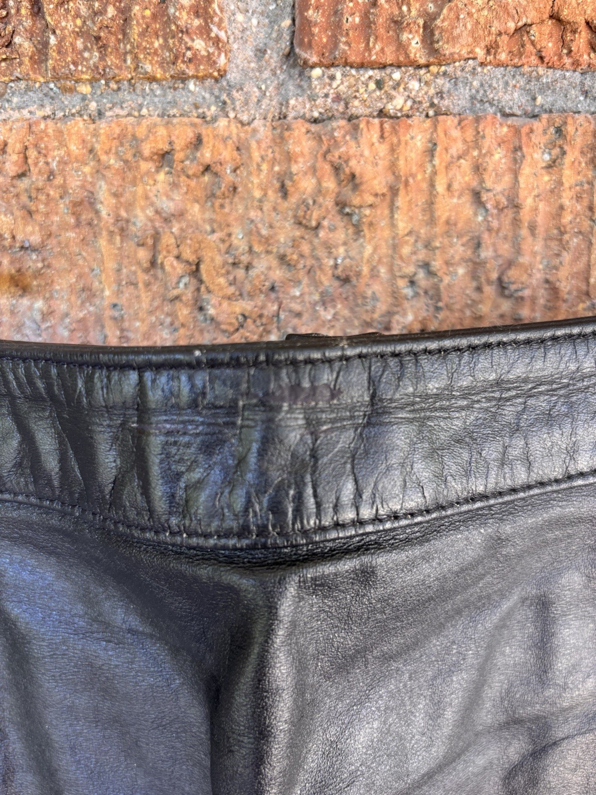 Vintage Bermans Black Leather Button Up Vest & Mini Skirt Set Sz 12 S Biker Goth