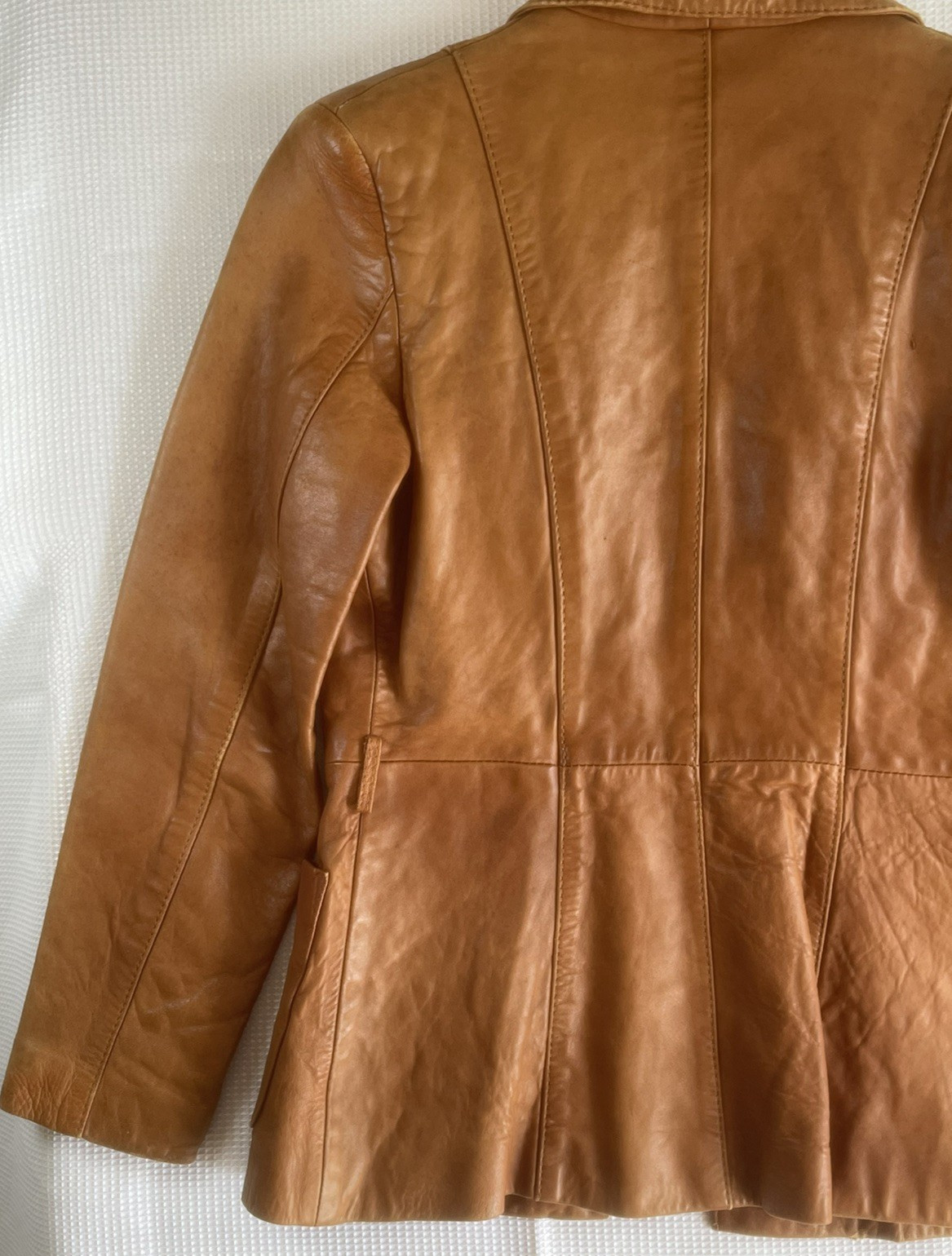 Vintage Bermans Women’s Lambskin Leather Jacket Blazer Sz 10 Brown
