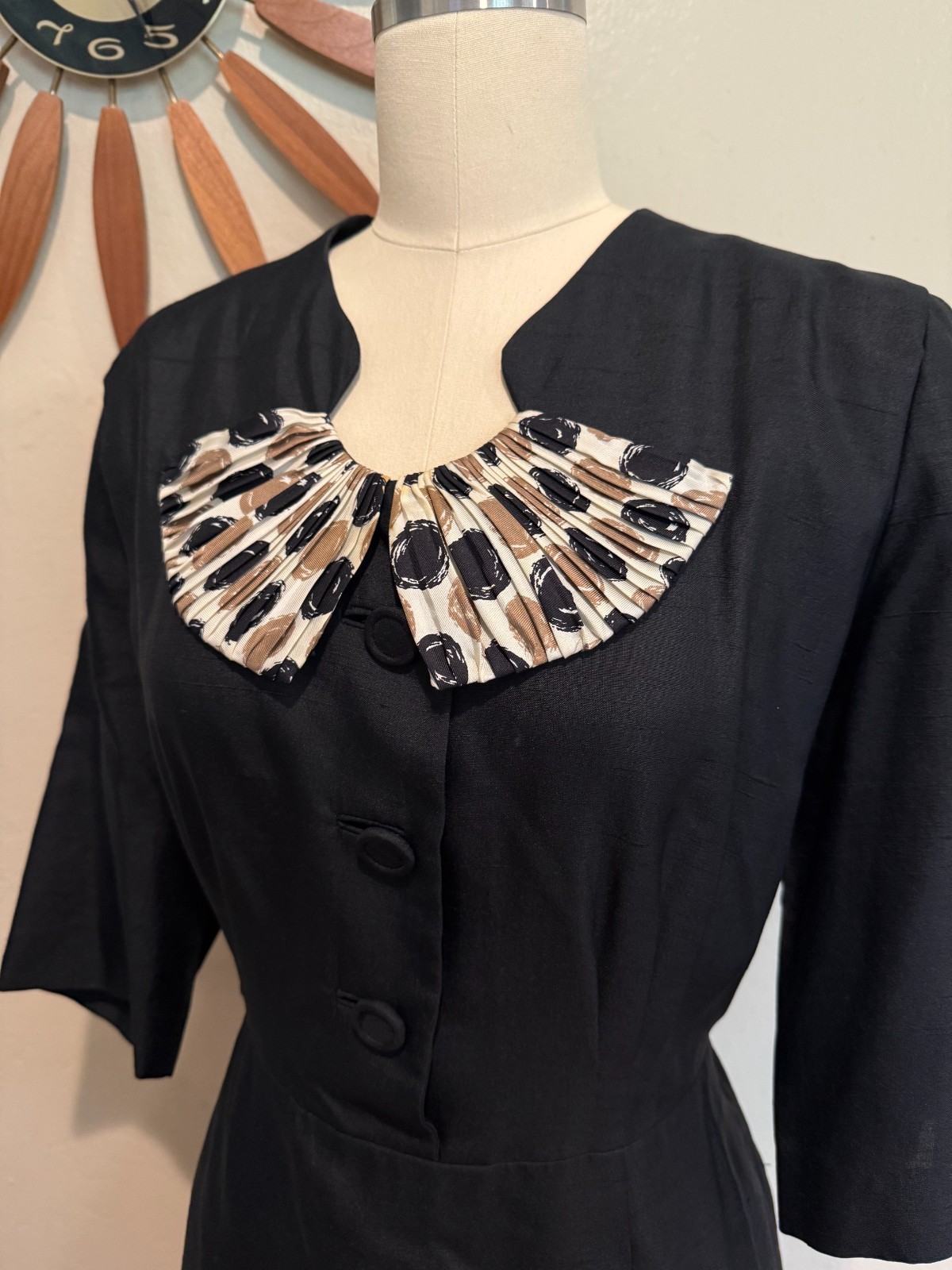 1960s Black Mad Men Volup Dress with Decorative Bow