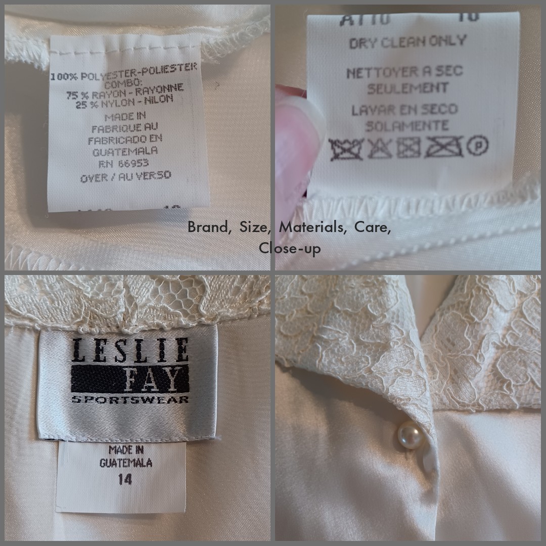 VINTAGE 80’S/90’S LESLIE FAY SPORTWEAR SATIN BLOUSE SIZE 14 NWT