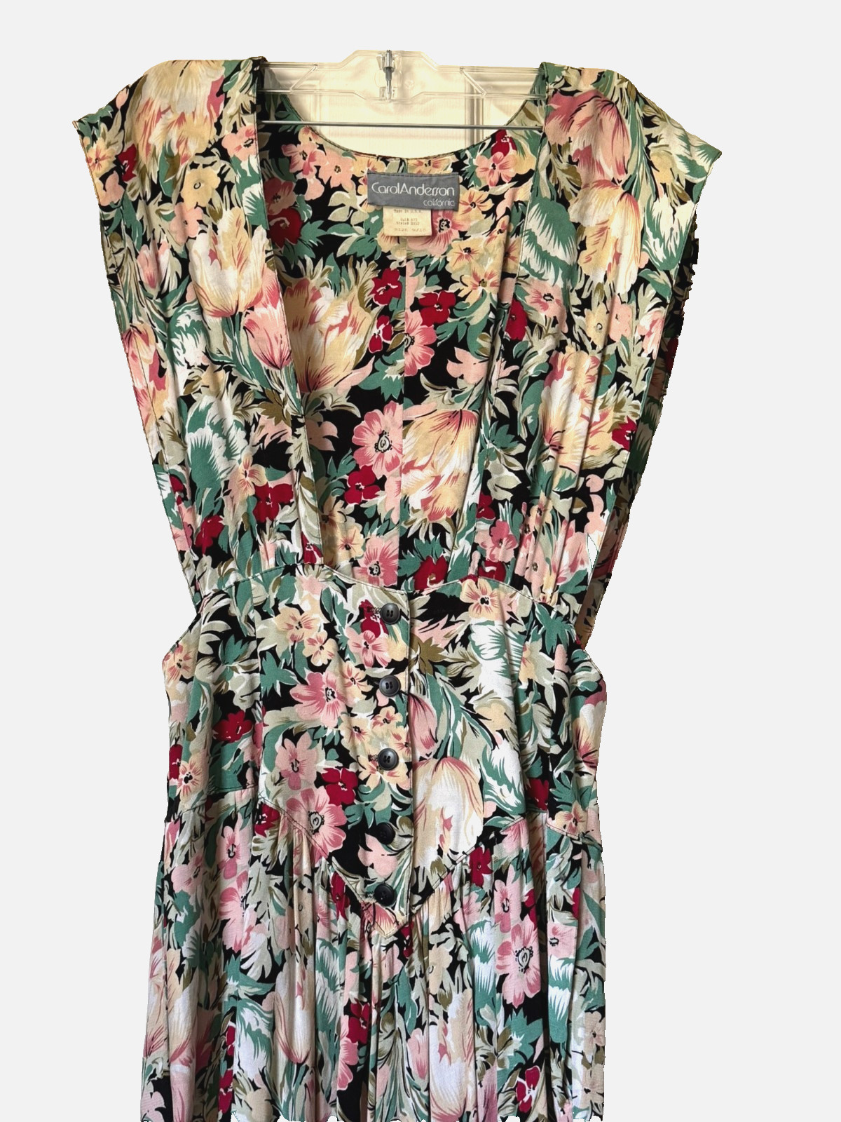 Vintage Carol Anderson Floral Pinafore Midi Dress Size 9/10 Cottagecore Romantic